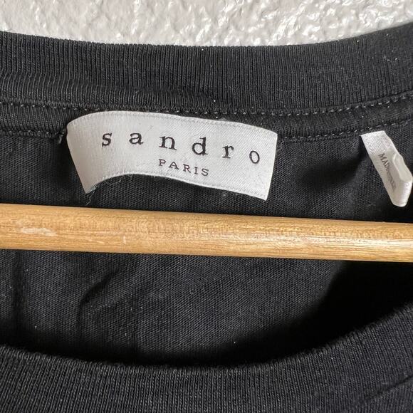 Sandro Paris Tinka Black Gold Sequined Mirror Cropped Top Size M - Picture 5 of 6